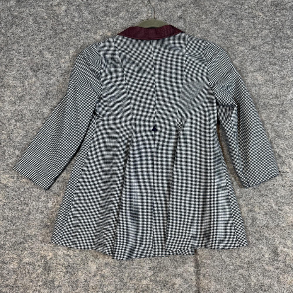 Kids Vintage Holt Renfrew Houndstooth Burgundy Collar Academia Coat 6 - Picture 13 of 16
